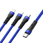 สายชาร์จข้อมูล 100W 6A Type-C เป็น 8 พิน+Type-C+Micro USB ความยาว: 1.3 ม.