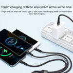 สายชาร์จข้อมูล 100W 6A Type-C เป็น 8 พิน+Type-C+Micro USB ความยาว: 1.3 ม.