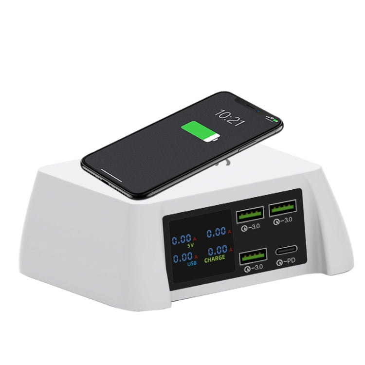 แท่นชาร์จไร้สายอัจฉริยะ F96 100W USB x3 + PD แบบมัลติฟังก์ชัน