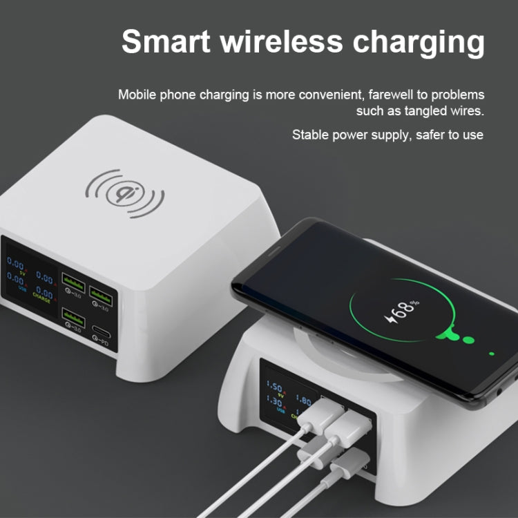 แท่นชาร์จไร้สายอัจฉริยะ F96 100W USB x3 + PD แบบมัลติฟังก์ชัน