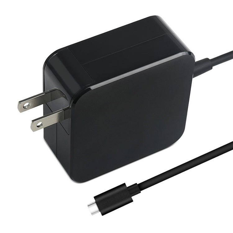 อะแดปเตอร์ชาร์จไฟแบบพกพา 65W USB-C / Type-C สำหรับแล็ปท็อป พร้อมสายชาร์จ Type-C ปลั๊ก US, ปลั๊ก US 65W / สีดำ