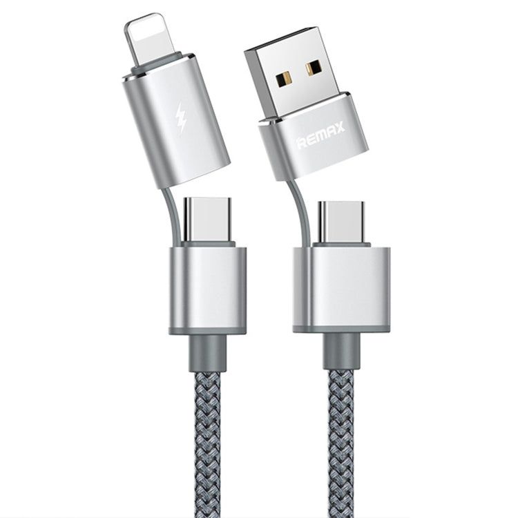 REMAX RC-020t สายชาร์จข้อมูล 4 in 1 8 Pin + USB + 2 x Type-C 2.4A ซีรีส์ Aurora, ความยาวสาย: 1 เมตร