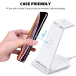 ที่ชาร์จไร้สายมัลติฟังก์ชันแนวตั้ง 3 in 1 QC 3.0 10W พร้อมฟังก์ชันขาตั้ง เหมาะสำหรับโทรศัพท์มือถือ / Apple Watch / AirPods