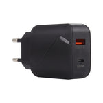 LZ-819A+C QC3.0 USB + PD 18W USB-C / Type-C อินเทอร์เฟซ ที่ชาร์จเดินทางพร้อมไฟแสดงสถานะ ปลั๊ก EU, ปลั๊ก EU