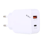 LZ-819A+C QC3.0 USB + PD 18W USB-C / Type-C อินเทอร์เฟซ ที่ชาร์จเดินทางพร้อมไฟแสดงสถานะ ปลั๊ก EU, ปลั๊ก EU