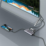 อะแดปเตอร์แท่นเชื่อมต่อมัลติฟังก์ชัน 6 in 1 USB 2.0 x 3 + HDMI + RJ45 + พอร์ตชาร์จ 8 Pin หญิงเป็น 8 Pin ชาย รุ่น 79591