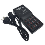W-858 แท่นชาร์จ USB 12 พอร์ต 12A ชาร์จเร็ว ตั้งโต๊ะ สมาร์ทชาร์จเจอร์ AC100-240V ปลั๊ก AU ปลั๊ก AU