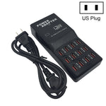 W-858 แท่นชาร์จ USB 12 พอร์ต 12A ชาร์จเร็ว ตั้งโต๊ะ สมาร์ทชาร์จเจอร์ AC100-240V ปลั๊ก US ปลั๊ก US