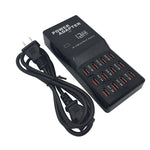 W-858 แท่นชาร์จ USB 12 พอร์ต 12A ชาร์จเร็ว ตั้งโต๊ะ สมาร์ทชาร์จเจอร์ AC100-240V ปลั๊ก US ปลั๊ก US