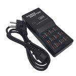 W-858 แท่นชาร์จ USB 12 พอร์ต 12A ชาร์จเร็ว ตั้งโต๊ะ สมาร์ทชาร์จเจอร์ AC100-240V ปลั๊ก EU ปลั๊ก EU