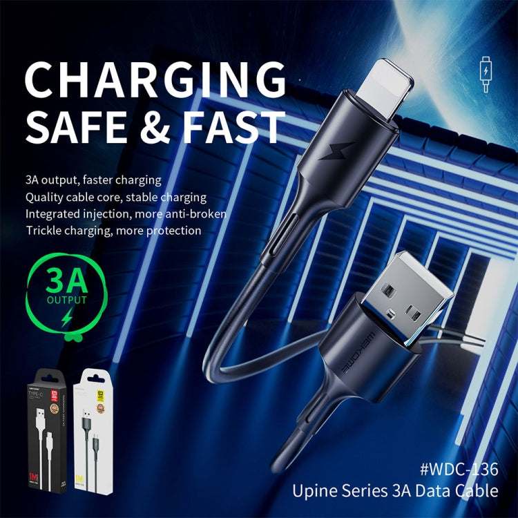 สายชาร์จข้อมูล WK WDC-136 USB เป็น 8 พิน 3A ชาร์จเร็ว USB เป็น 8 พิน (สีดำ), USB เป็น 8 พิน (สีขาว)