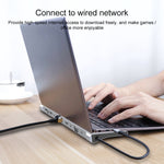 อะแดปเตอร์ HUB 11-in-1 RJ45 + 87W PD + SD/TF + USB 3 พอร์ต + HDMI + VGA + AUX 3.5 มม. เป็น Type-C
