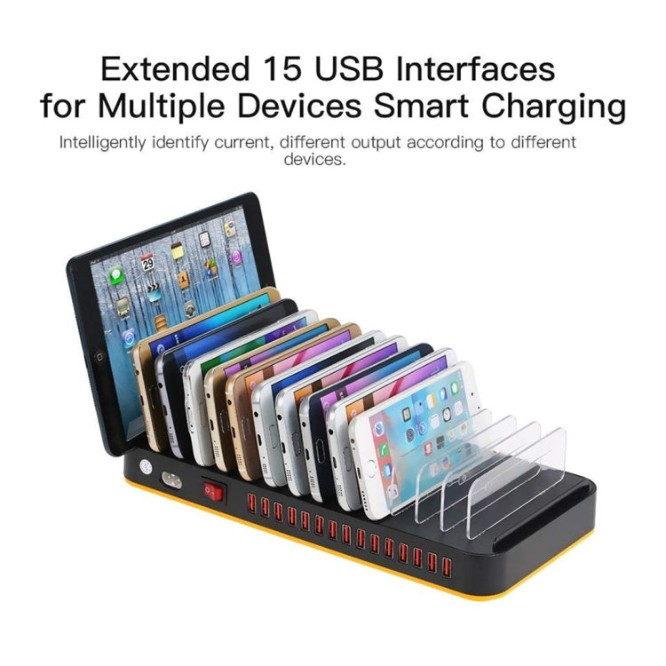 แท่นชาร์จเร็ว USB 15 พอร์ต 100W WLX-815 พร้อมที่วางโทรศัพท์และแท็บเล็ต ปลั๊ก US 100W, ปลั๊ก EU 100W, ปลั๊ก UK 100W, ปลั๊ก AU 100W