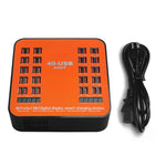 สถานีชาร์จอัจฉริยะ USB 40 พอร์ต 200W WLX-840 พร้อมจอแสดงผลดิจิทัล AC100-240V ปลั๊ก US (สีดำ+ส้ม), ปลั๊ก US