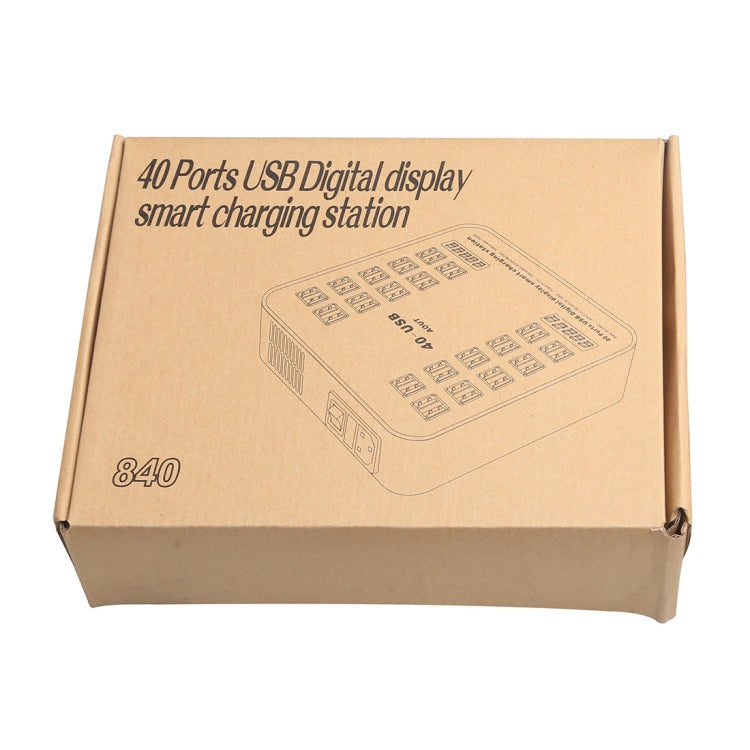 สถานีชาร์จอัจฉริยะ USB 40 พอร์ต 200W WLX-840 พร้อมจอแสดงผลดิจิทัล AC100-240V ปลั๊ก EU (สีดำ+ส้ม), ปลั๊ก EU
