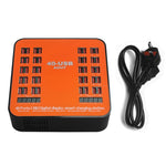 สถานีชาร์จอัจฉริยะ USB 40 พอร์ต 200W WLX-840 พร้อมจอแสดงผลดิจิทัล AC100-240V ปลั๊ก UK (สีดำ+ส้ม), ปลั๊ก UK