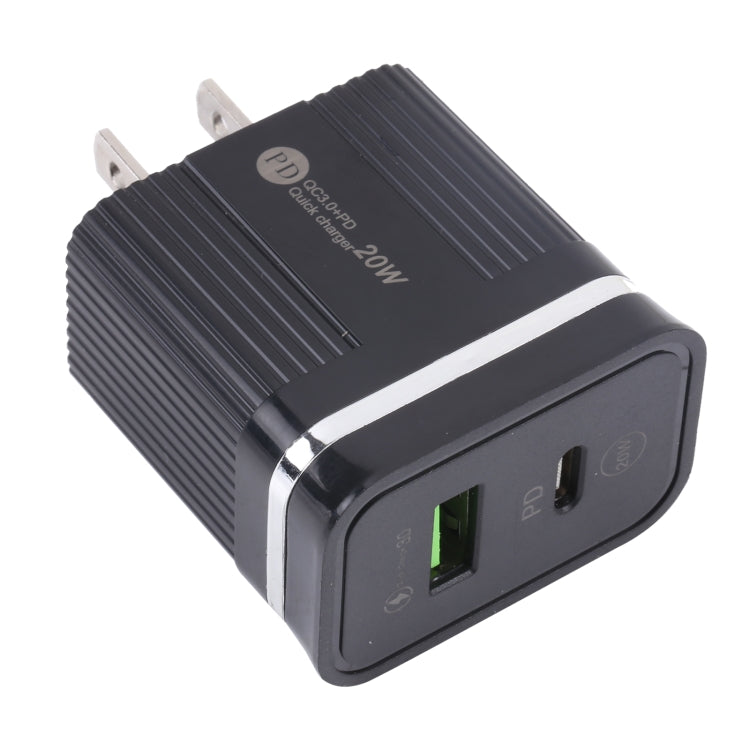 ที่ชาร์จเร็ว USB 20W PD + QC3.0 รุ่น 46-A2C2, ปลั๊กสหรัฐอเมริกา