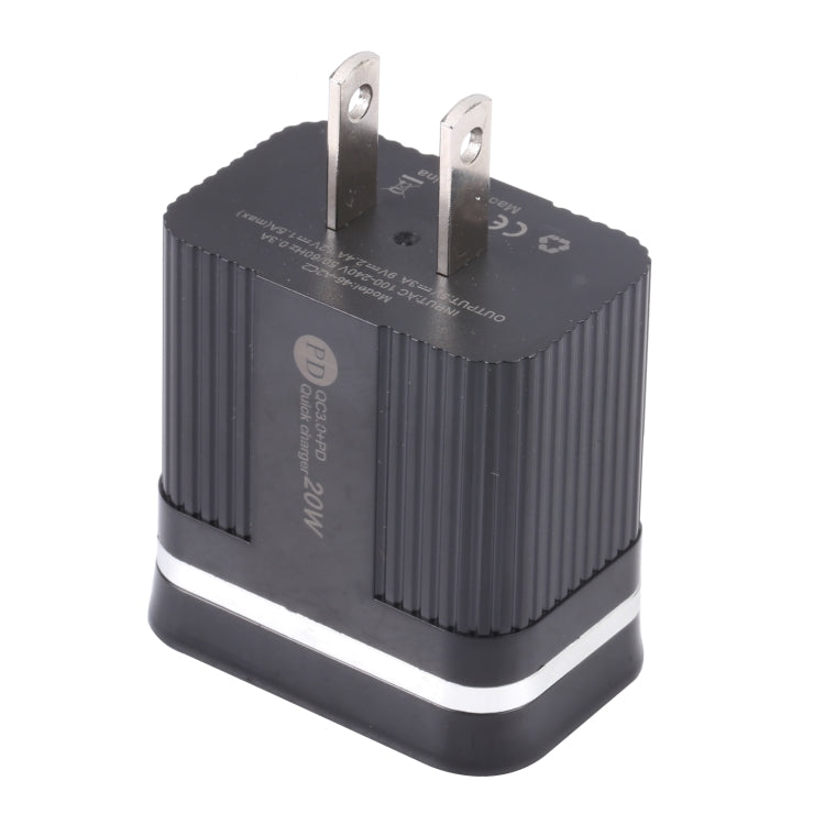 ที่ชาร์จเร็ว USB 20W PD + QC3.0 รุ่น 46-A2C2, ปลั๊กสหรัฐอเมริกา