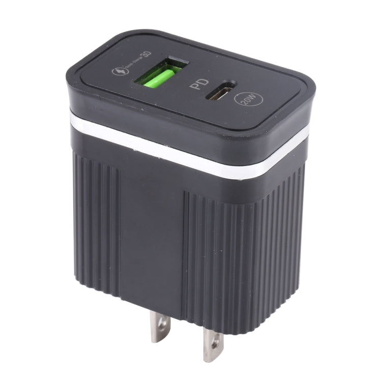 ที่ชาร์จเร็ว USB 20W PD + QC3.0 รุ่น 46-A2C2, ปลั๊กสหรัฐอเมริกา
