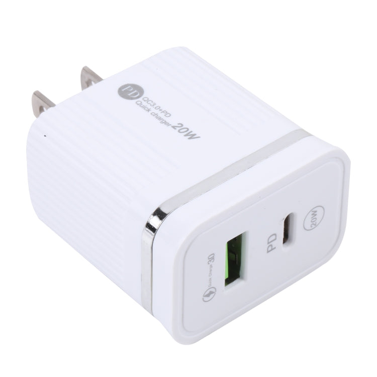 ที่ชาร์จเร็ว USB 20W PD + QC3.0 รุ่น 46-A2C2, ปลั๊กสหรัฐอเมริกา
