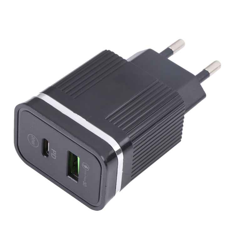 46-A2C2 ที่ชาร์จเร็วมัลติฟังก์ชัน 20W PD + QC3.0 USB ปลั๊ก EU, ปลั๊ก EU