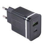 46-A2C2 ที่ชาร์จเร็วมัลติฟังก์ชัน 20W PD + QC3.0 USB ปลั๊ก EU, ปลั๊ก EU