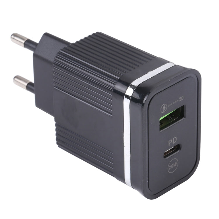 46-A2C2 ที่ชาร์จเร็วมัลติฟังก์ชัน 20W PD + QC3.0 USB ปลั๊ก EU, ปลั๊ก EU
