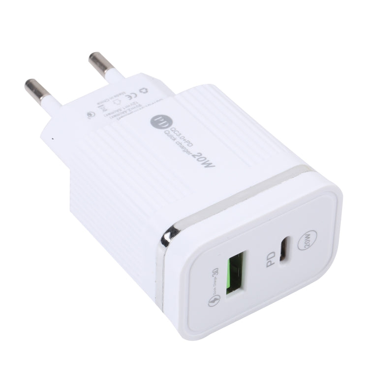 46-A2C2 ที่ชาร์จเร็วมัลติฟังก์ชัน 20W PD + QC3.0 USB ปลั๊ก EU, ปลั๊ก EU