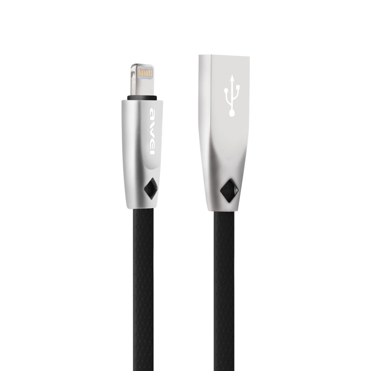สายชาร์จและซิงค์ข้อมูล AWEI CL-95 USB เป็น 8 Pin แบบพกพา ชาร์จเร็ว TPE + อลูมิเนียมอัลลอยด์ 2A ความยาว 1 เมตร