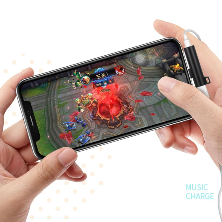 อะแดปเตอร์ชาร์จและเสียง 2 in 1 รูปหัวลูกบอล 8 Pin + 3.5 มม. เป็น 8 Pin ตัวผู้