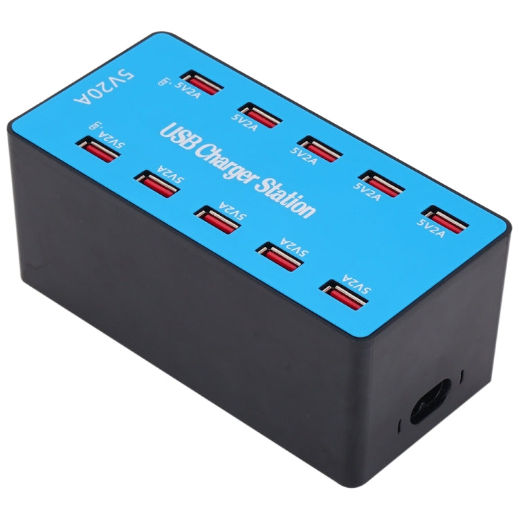สถานีชาร์จอัจฉริยะ USB 10 พอร์ต 100W A5B พร้อมไฟแสดงสถานะ ปลั๊ก US 100W