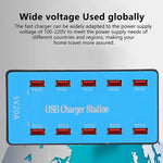สถานีชาร์จอัจฉริยะ USB 10 พอร์ต 100W A5B พร้อมไฟแสดงสถานะ ปลั๊ก US 100W