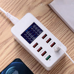 สถานีชาร์จอัจฉริยะ A8 50W 8 พอร์ต USB + QC3.0 พร้อมจอแสดงผลดิจิทัล AC100-240V, ปลั๊ก AU, A8 ปลั๊ก AU