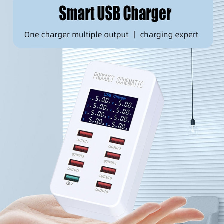 สถานีชาร์จอัจฉริยะ A8 50W 8 พอร์ต USB + QC3.0 พร้อมจอแสดงผลดิจิทัล AC100-240V, ปลั๊ก AU, A8 ปลั๊ก AU