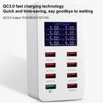 สถานีชาร์จอัจฉริยะ A8 50W 8 พอร์ต USB + QC3.0 พร้อมจอแสดงผลดิจิทัล AC100-240V, ปลั๊ก UK, A8 ปลั๊ก UK