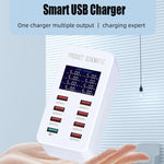 สถานีชาร์จอัจฉริยะ A8 50W 8 พอร์ต USB + QC3.0 พร้อมจอแสดงผลดิจิทัล AC100-240V, ปลั๊ก UK, A8 ปลั๊ก UK