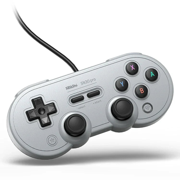 8Bitdo SN30 PRO จอยสติ๊กเกมแบบมีสาย USB สำหรับ Swith / Steam / PC, SN30 PRO แบบมีสาย(สีเทา)