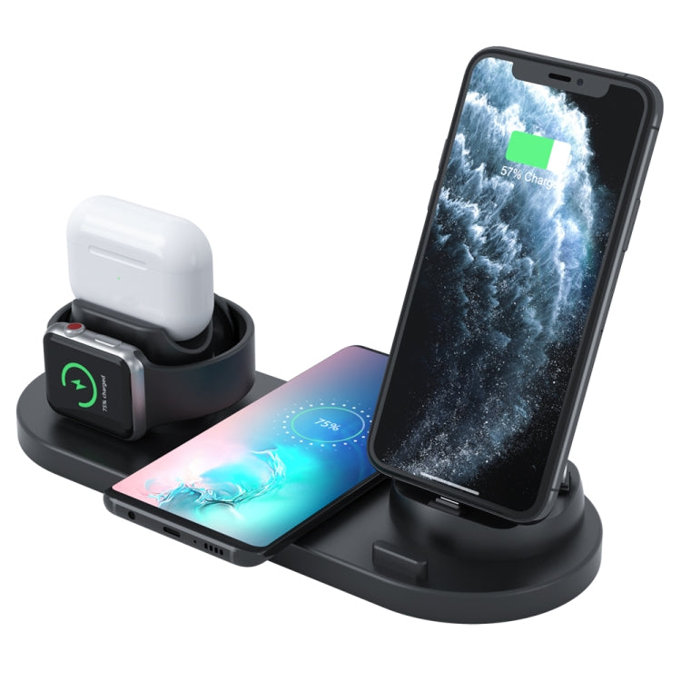 แท่นชาร์จไร้สาย HQ-UD15 รุ่นอัปเกรด 6 ใน 1 สำหรับ iPhone, Apple Watch, AirPods และโทรศัพท์ Android อื่นๆ