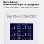 สถานีชาร์จอัจฉริยะ A8T 60W 8 พอร์ต USB + QC3.0 + PD Type-C พร้อมจอแสดงผลดิจิทัล AC100-240V, ปลั๊ก AU, A8T ปลั๊ก AU