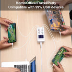 สถานีชาร์จอัจฉริยะ A8T 60W 8 พอร์ต USB + QC3.0 + PD Type-C พร้อมจอแสดงผลดิจิทัล AC100-240V, ปลั๊ก AU, A8T ปลั๊ก AU