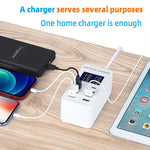 สถานีชาร์จอัจฉริยะ A8T 60W 8 พอร์ต USB + QC3.0 + PD Type-C พร้อมจอแสดงผลดิจิทัล AC100-240V, ปลั๊ก UK, A8T ปลั๊ก UK