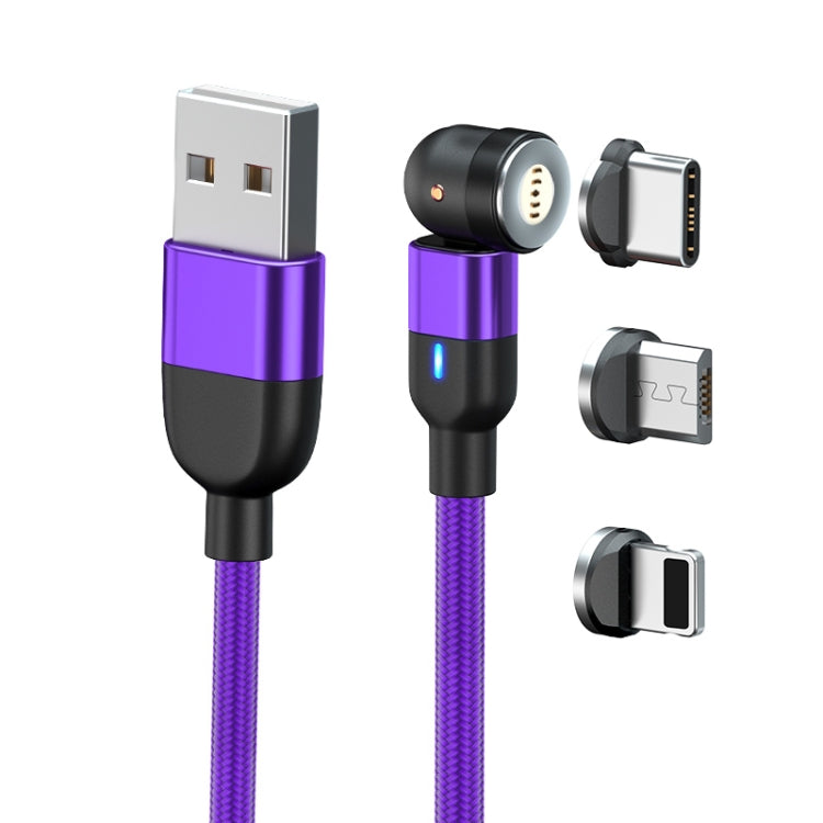 สายข้อมูลแม่เหล็กหมุนได้ 540 องศา 3 in 1 USB เป็น 8 Pin + USB-C / Type-C + Micro USB ความยาว 1 เมตร 3A Output