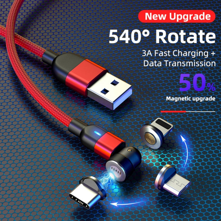 สายข้อมูลแม่เหล็กหมุนได้ 540 องศา 3 in 1 USB เป็น 8 Pin + USB-C / Type-C + Micro USB ความยาว 2 เมตร 3A Output