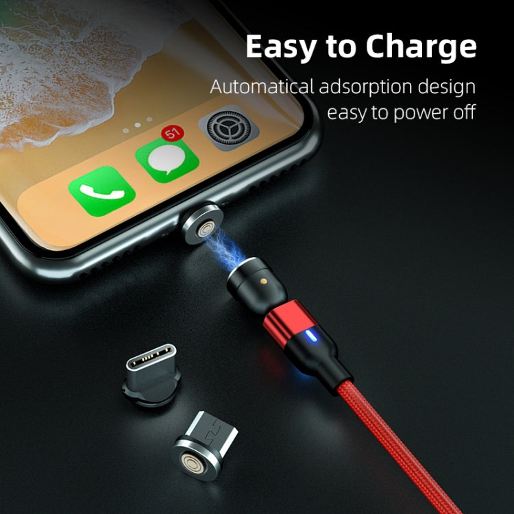 สายข้อมูลแม่เหล็กหมุนได้ 540 องศา 3 in 1 USB เป็น 8 Pin + USB-C / Type-C + Micro USB ความยาว 2 เมตร 3A Output