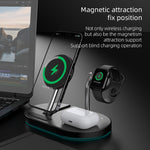 S20 ที่ชาร์จไร้สายแม่เหล็กอเนกประสงค์ 4 in 1 15W พร้อมไฟกลางคืนและที่วางสำหรับโทรศัพท์มือถือ / AirPods, S20 สีดำ, S20 สีขาว