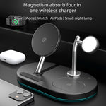 S20 ที่ชาร์จไร้สายแม่เหล็กอเนกประสงค์ 4 in 1 15W พร้อมไฟกลางคืนและที่วางสำหรับโทรศัพท์มือถือ / AirPods, S20 สีดำ, S20 สีขาว