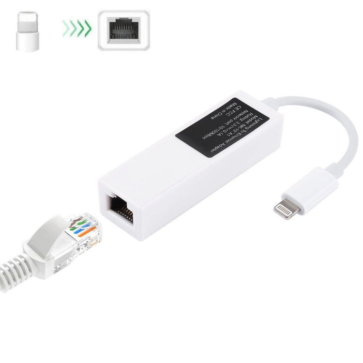 สายอะแดปเตอร์ NK107A1 8 พิน เป็น RJ45 อีเธอร์เน็ต LAN สำหรับ iPhone / iPad ความยาวรวม: 16 ซม.