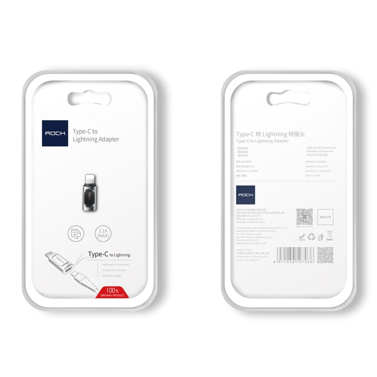 อะแดปเตอร์แปลงเสียง ROCK 2.1A พกพา USB-C/Type-C เป็น 8 Pin สำหรับหูฟัง