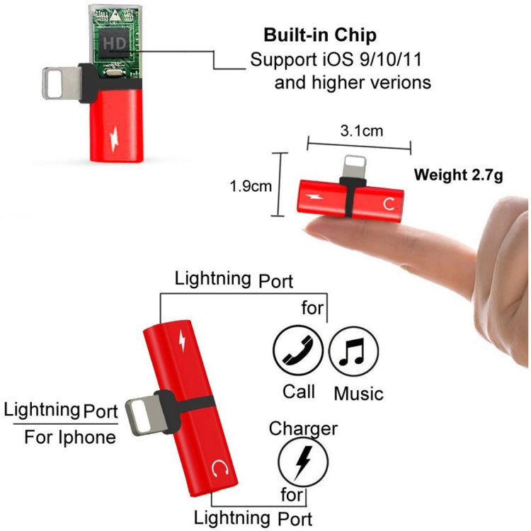 อะแดปเตอร์หูฟังแปลงเสียง 2 in 1 8 Pin 5V 1A สำหรับฟังและโทร