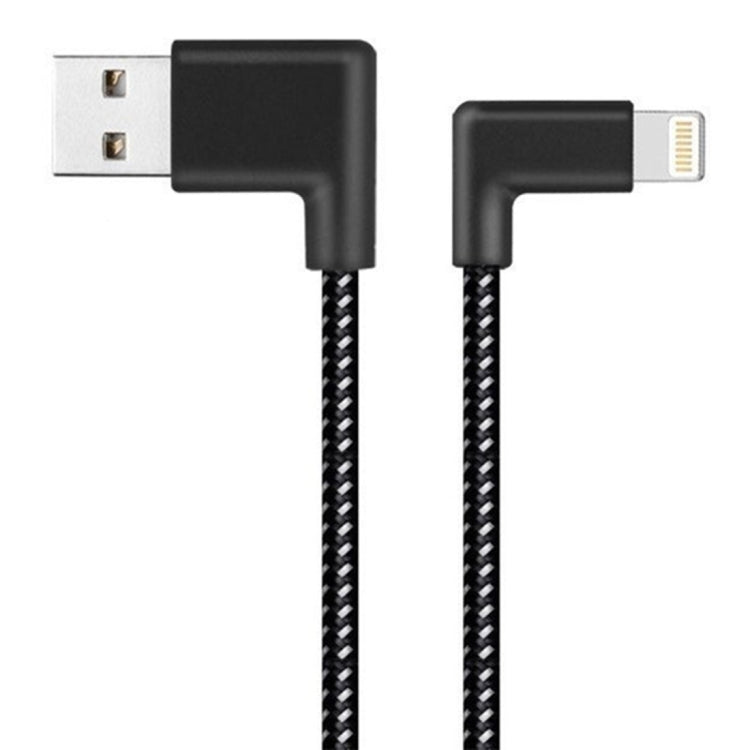 สายชาร์จและซิงค์ข้อมูล 1 เมตร 2A USB เป็น 8 พิน สไตล์ถักไนลอนข้อศอกคู่ 1 เมตร 8 พิน 2A